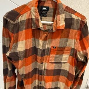 Quiksilver Orange and Brown Checkered Shirt
